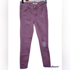 REFUGE Distressed Skinny Jeans – Size 2 (Maroon)